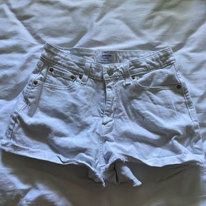 Levi’s jean shorts, white wash, high rise, size 6, size W28.